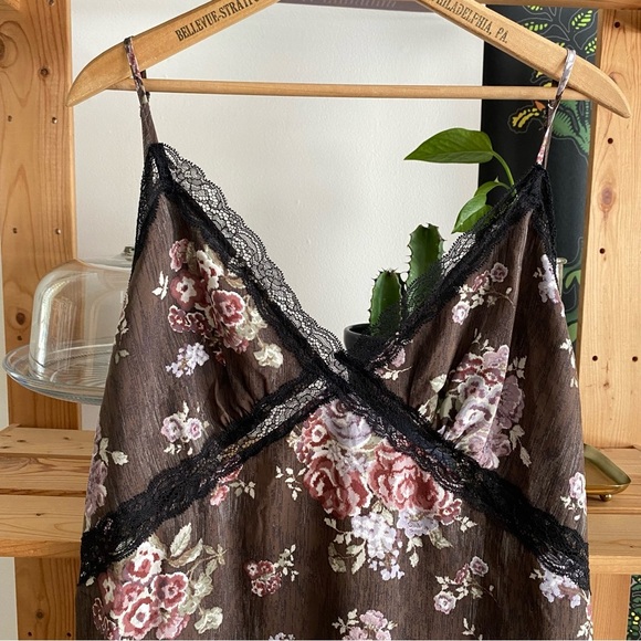 Brock Collection X H&M Brown Floral Lace Maxi Slip Dress - Picture 6 of 11